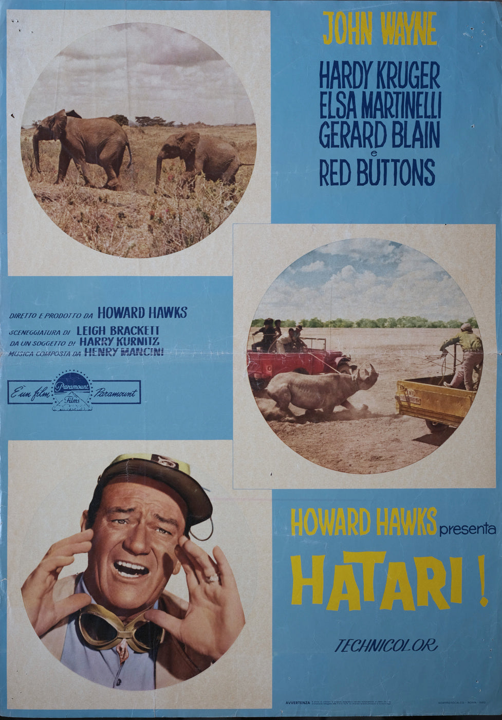 Hatari! 1962, Howard Hawks con John Wayne, Elsa Martinelli, Hardy Krüger