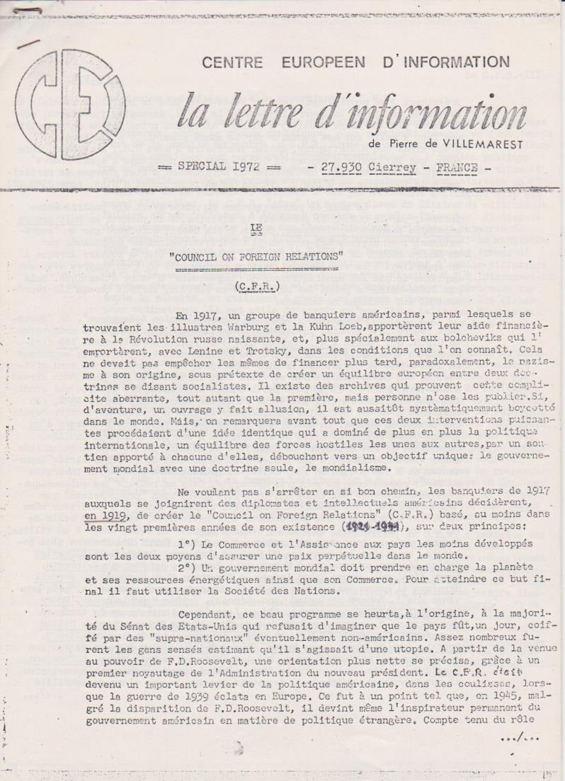 CEI, La lettre d'Information de Pierre de VILLEMAREST - special 1972 e-collecta