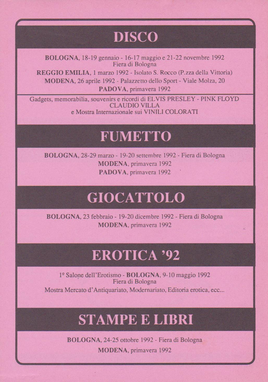 Erotica '92 Bologna, Salone dell'Erotismo - Volantino labbra di Milo Manara e-collecta