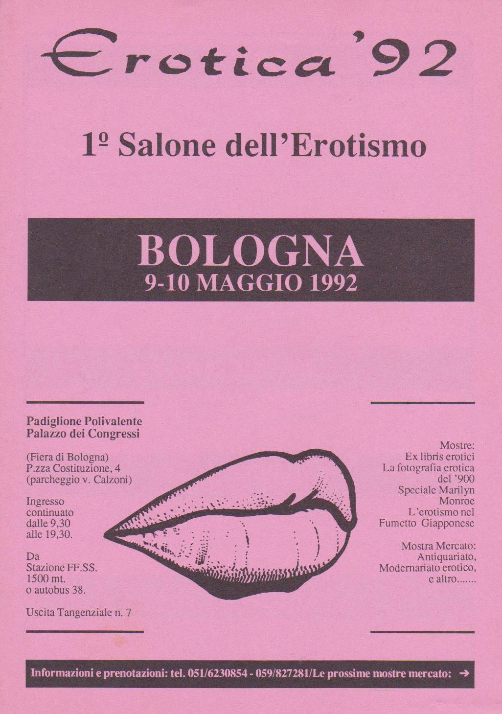 Erotica '92 Bologna, Salone dell'Erotismo - Volantino labbra di Milo Manara e-collecta