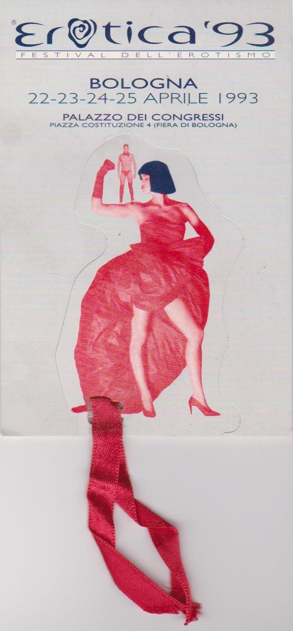 Erotica '93 Bologna, Salone dell'Erotismo - Biglietto invito con nastro rosso e-collecta