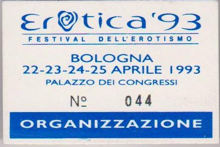 Erotica '93 Bologna, Salone dell'Erotismo - Pass organizzazione e-collecta