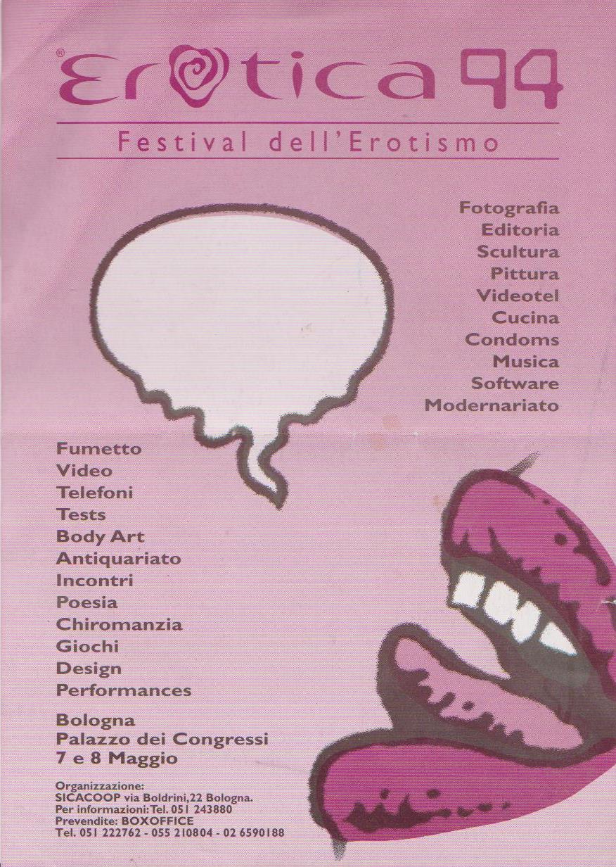 Erotica '94 Bologna, Salone dell'Erotismo - Volantino di Milo Manara e-collecta