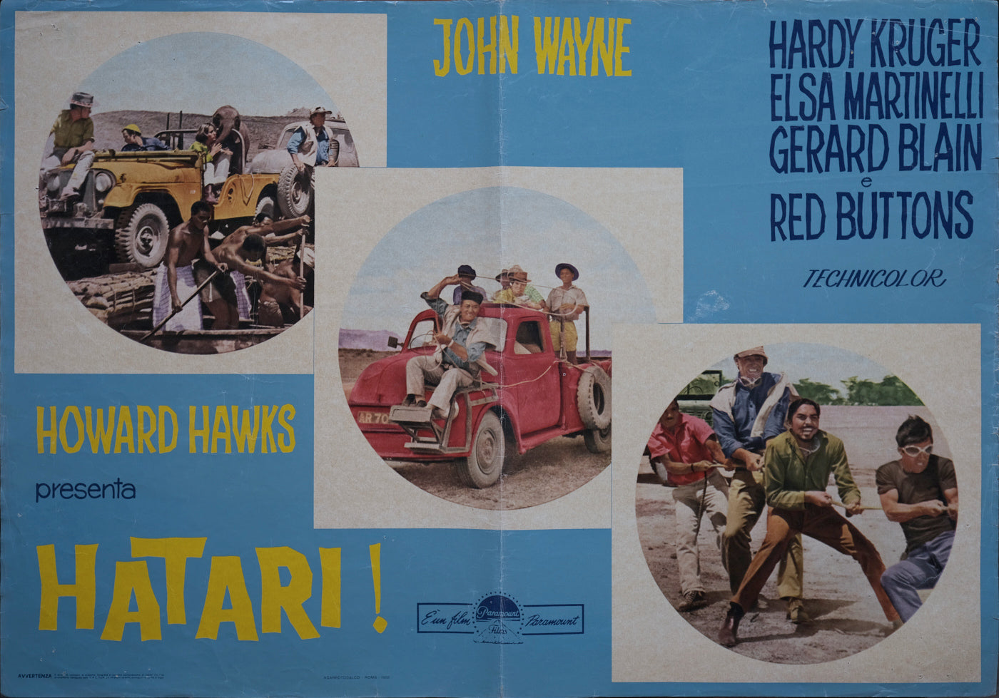 Hatari! 1962, Howard Hawks con John Wayne, Elsa Martinelli, Hardy Krüger e-collecta