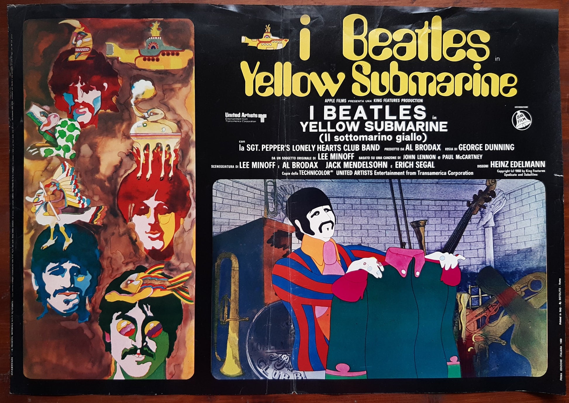 I Beatles, Yellow Submarine, 1968, George Dunning with George Harrison, John Lennon, Paul McCartney, Ringo Starr e-collecta