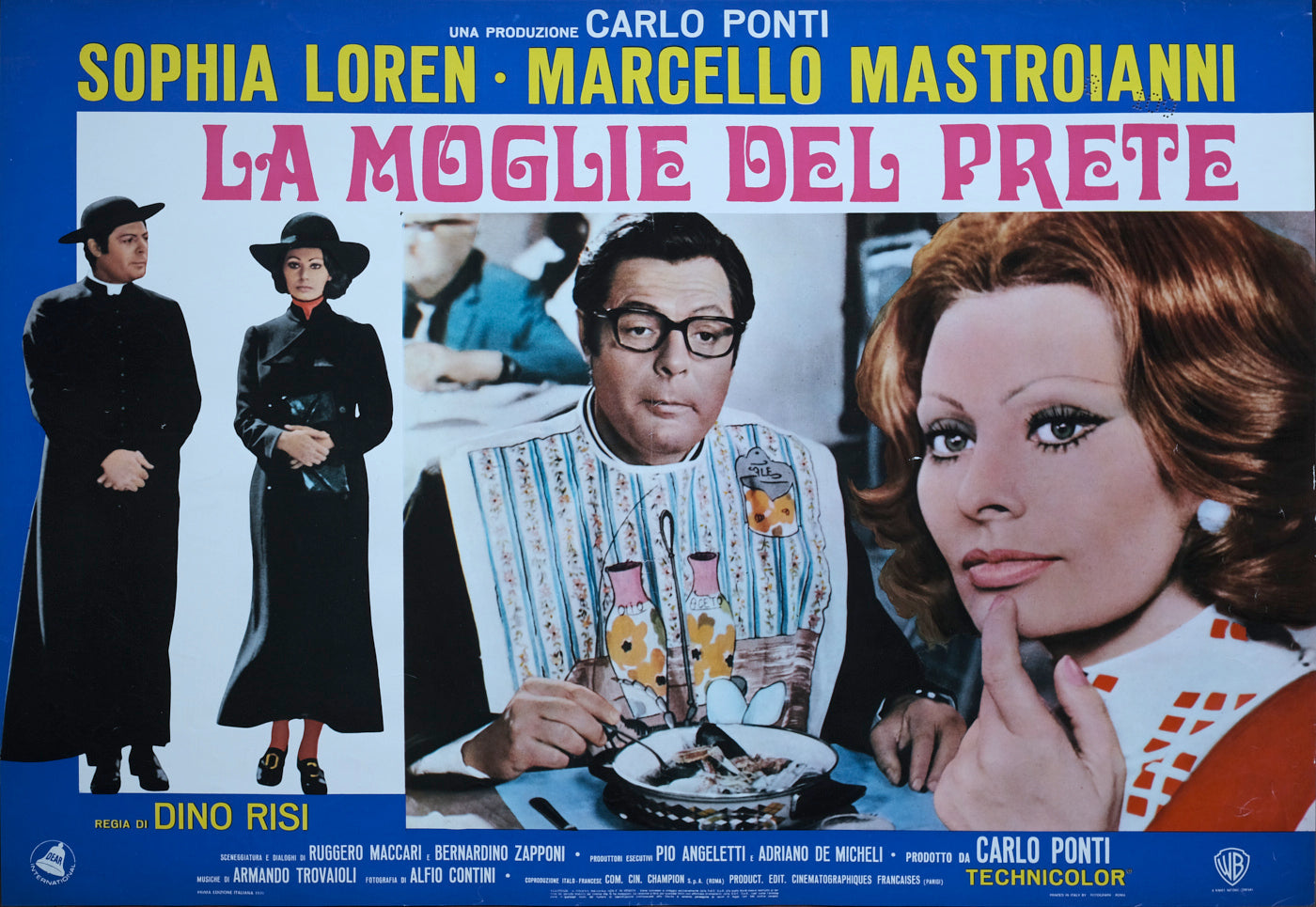 La moglie del prete 1970, Dino Risi con Sophia Loren, Marcello Mastroianni, Venantino Venantini e-collecta