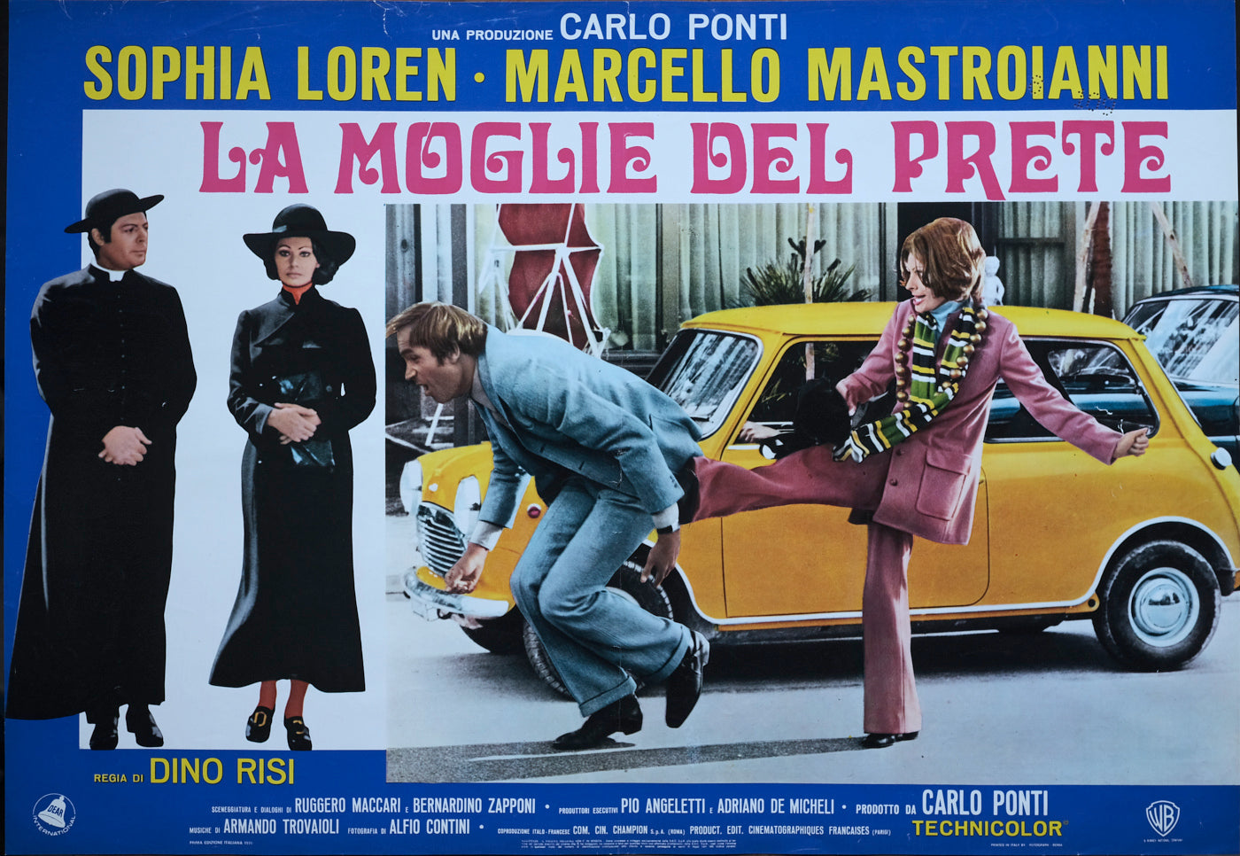 La moglie del prete 1970, Dino Risi con Sophia Loren, Marcello Mastroianni, Venantino Venantini e-collecta
