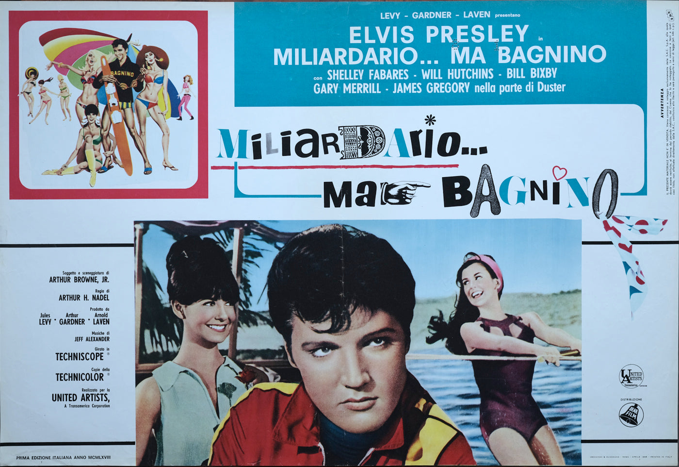 Miliardario... ma bagnino, Clambake, 1967 Arthur H. Nadel con Elvis Presley, Shelley Fabares, Will Hutchins e-collecta