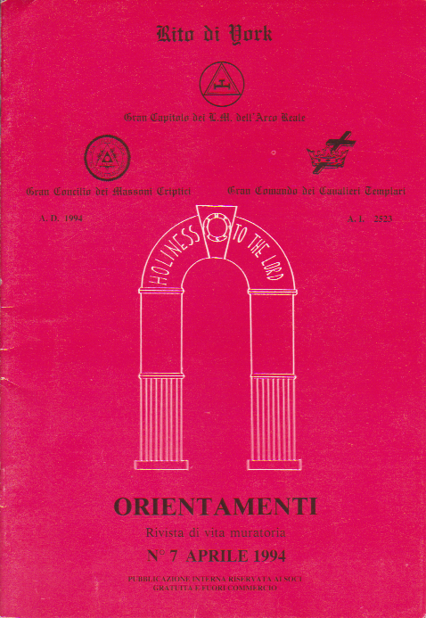 Orientamenti - Rivista di vita Muratoria, 1994, dicembre, n. 7 - Rito di York e-collecta