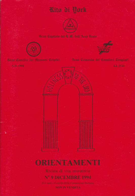 Orientamenti - Rivista di vita Muratoria, 1994, dicembre, n. 9 - Rito di York e-collecta