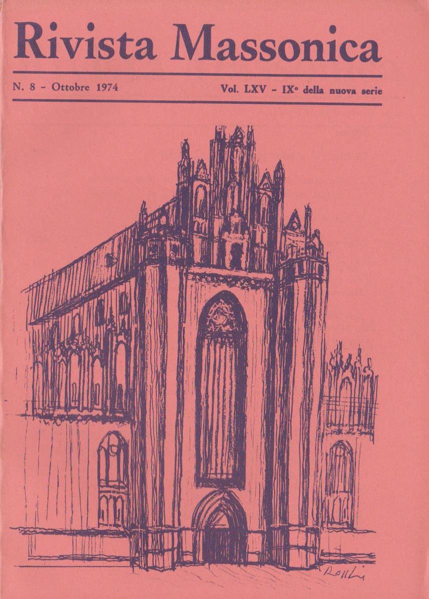 Rivista Massonica - 1974 - n. 8 - ottobre - Vol. LXV - IX della nuova serie - Editore Erasmo e-collecta