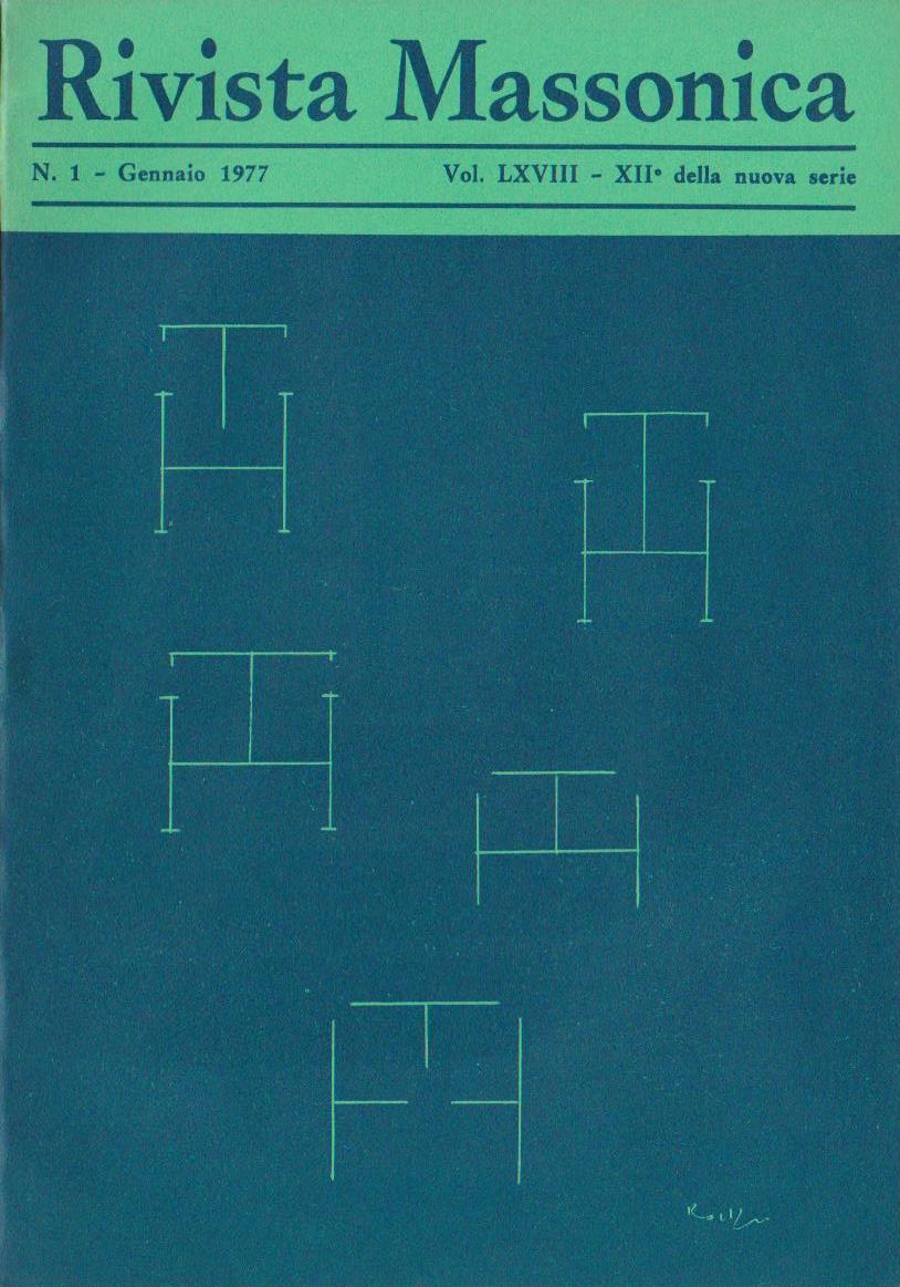 Rivista Massonica - 1977 - n. 1 - gennaio - Vol. LXVIII- XII della nuova serie - Editore Erasmo e-collecta