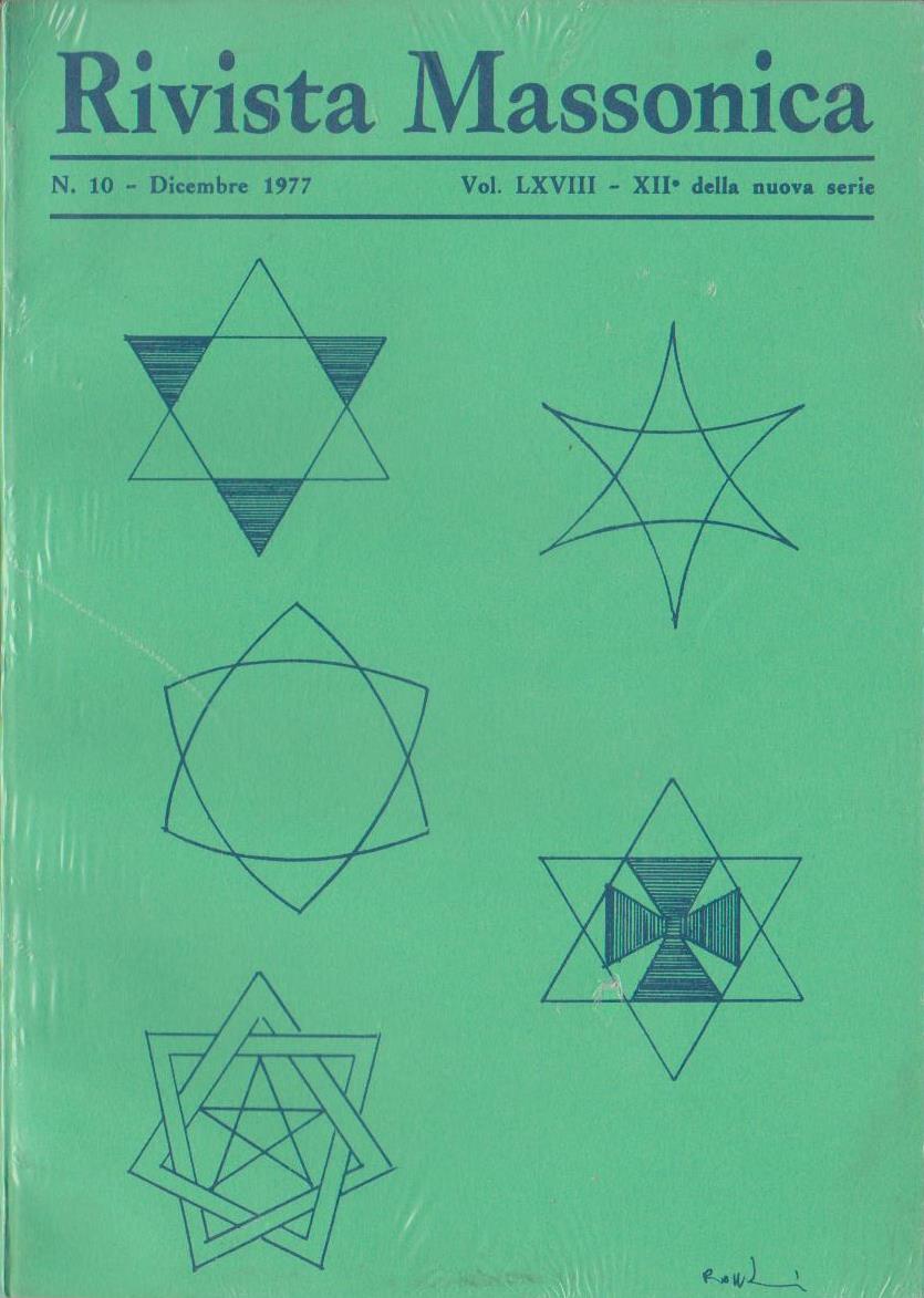 Rivista Massonica - 1977 - n. 10 - dicembre - Vol. LXVIII- XII della nuova serie - Editore Erasmo e-collecta