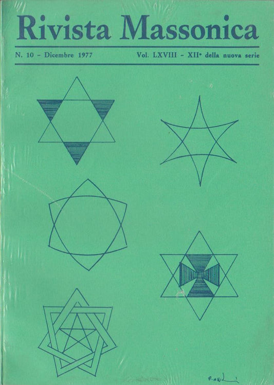 Rivista Massonica - 1977 - n. 10 - dicembre - Vol. LXVIII- XII della nuova serie - Editore Erasmo e-collecta