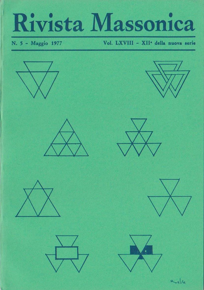 Rivista Massonica - 1977 - n. 5 - maggio - Vol. LXVIII - XII della nuova serie - Editore Erasmo e-collecta