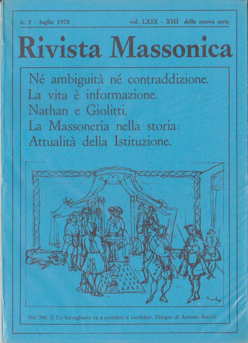 Rivista Massonica - 1978 - n. 5 - luglio - Vol. LXIX - XIII della nuova serie - Editore Erasmo e-collecta