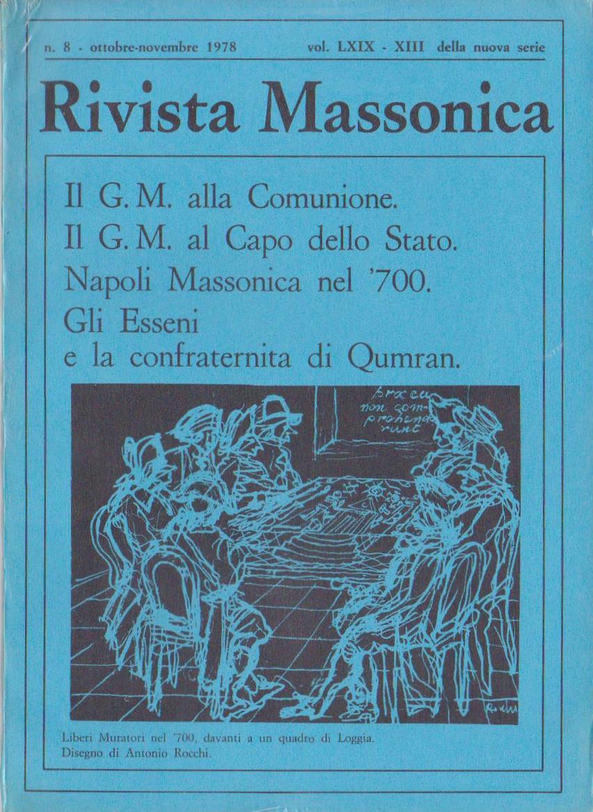 Rivista Massonica - 1978 - n. 8 - ottobre novembre - Vol. LXIX - XIII della nuova serie - Editore Erasmo e-collecta