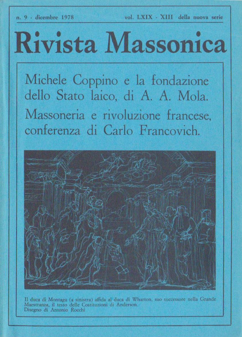 Rivista Massonica - 1978 - n. 9 - dicembre - Vol. LXIX - XIII della nuova serie - Editore Erasmo e-collecta