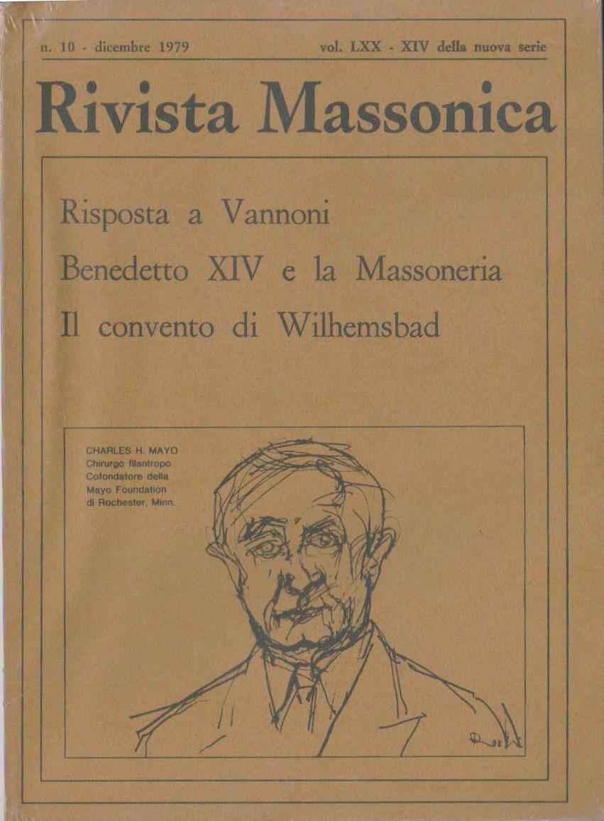 Rivista Massonica - 1979 - n. 10 - dicembre - Vol. LXX - XIV della nuova serie - Editore Erasmo e-collecta