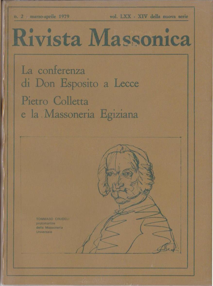 Rivista Massonica - 1979 - n. 2 - marzo aprile - Vol. LXX - XIV della nuova serie - Editore Erasmo e-collecta