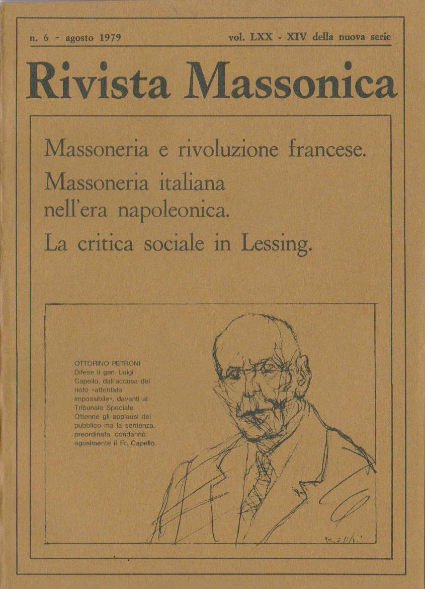 Rivista Massonica - 1979 - n. 6 - agosto - Vol. LXX - XIV della nuova serie - Editore Erasmo e-collecta