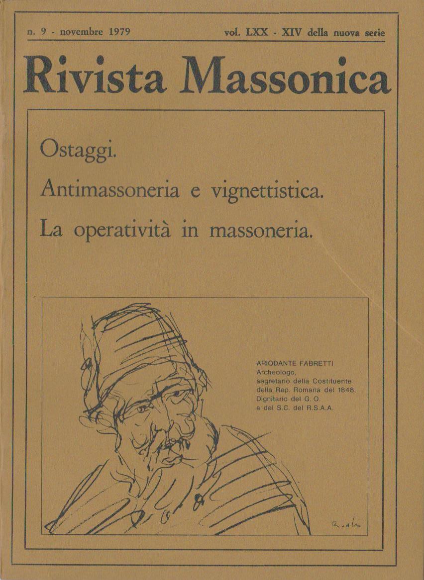 Rivista Massonica - 1979 - n. 9 - novembre - Vol. LXX - XIV della nuova serie - Editore Erasmo e-collecta